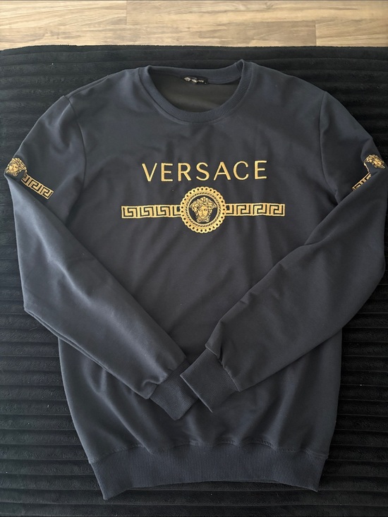 Versace Other - Versace Men’s Navy Crewneck Sweatshirt with Gold Logo